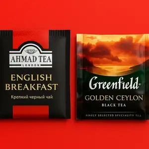 Чай черный Ahmad и GreenFild в пакетиках